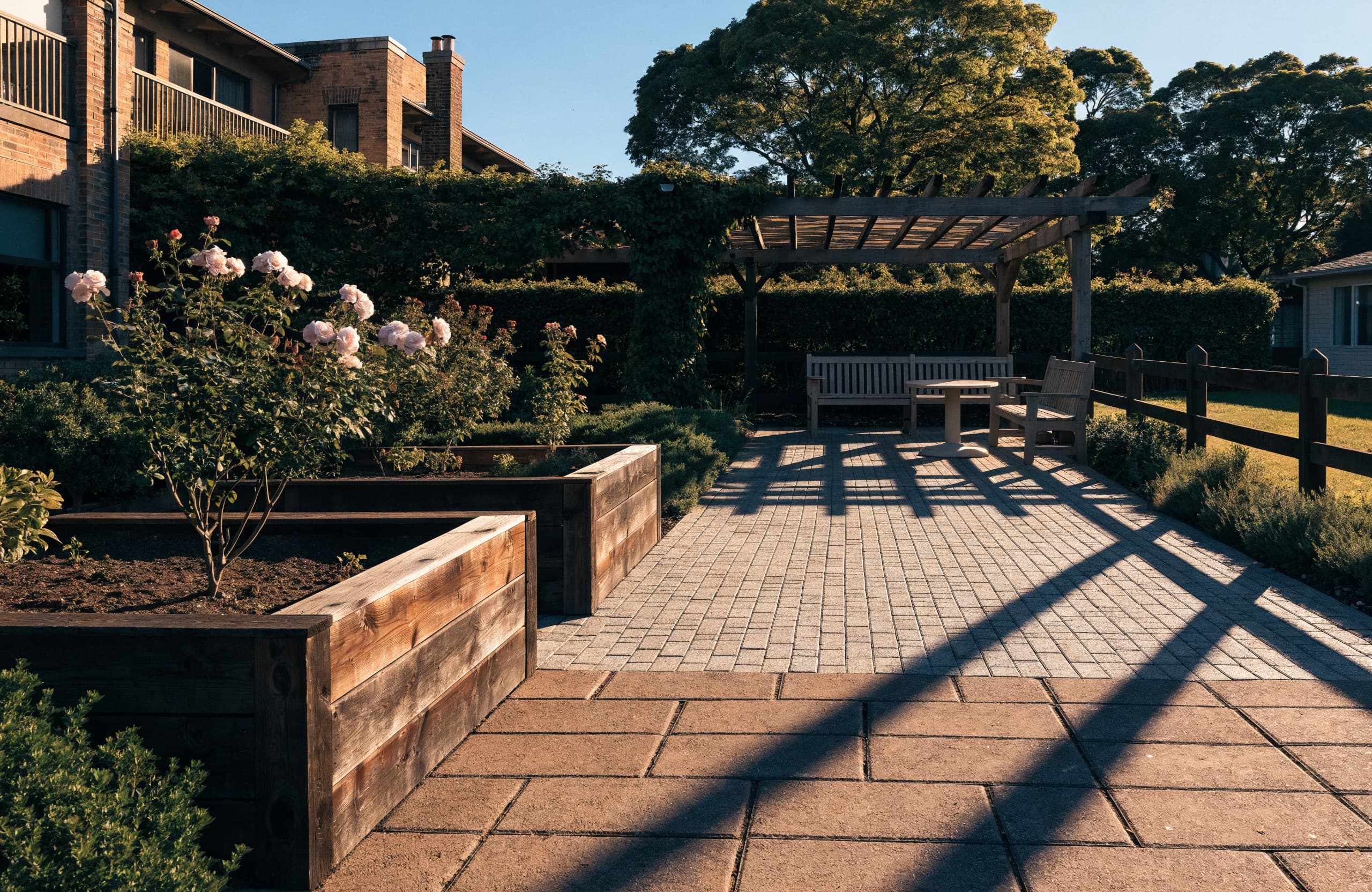 Landscaped gardens and courtyard seating